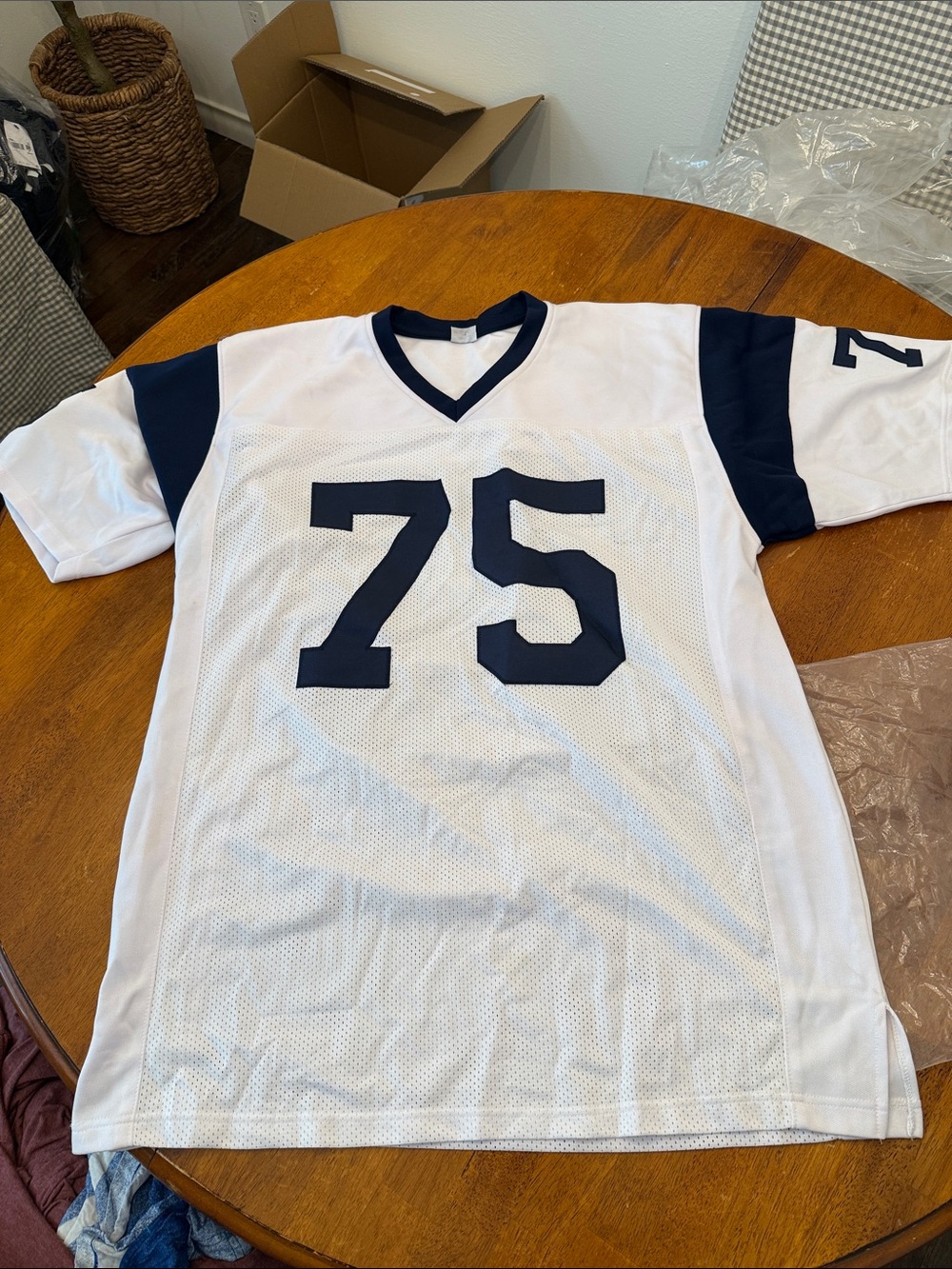 NFL 75 Football Jersey Los Angeles Rams 1960s-1970s Deacon Jones HOF autographed